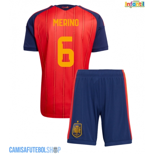 Camisa de time de futebol Espanha Mikel Merino #6 Replicas 1º Equipamento Infantil Mundo 2026 Manga Curta (+ Calças curtas)